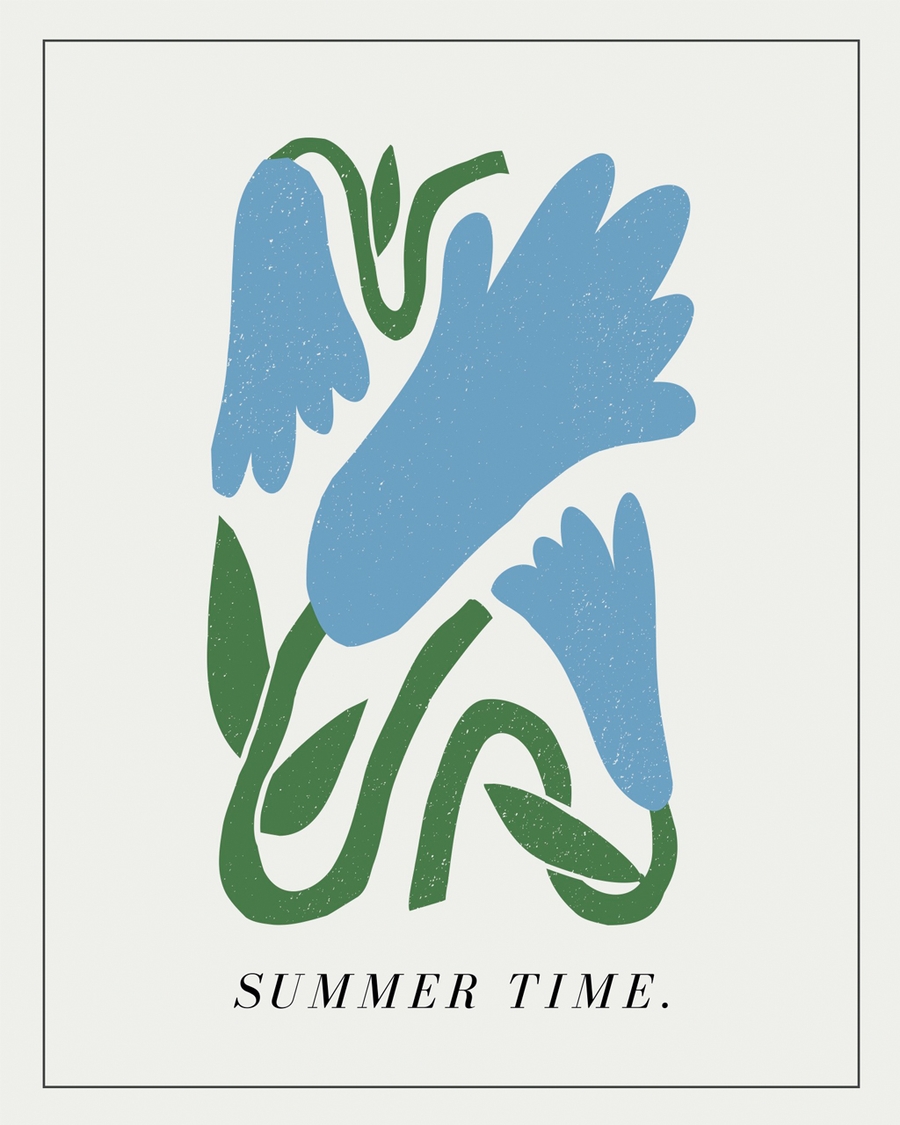 An abstract floral poster with the words Summer Time in it