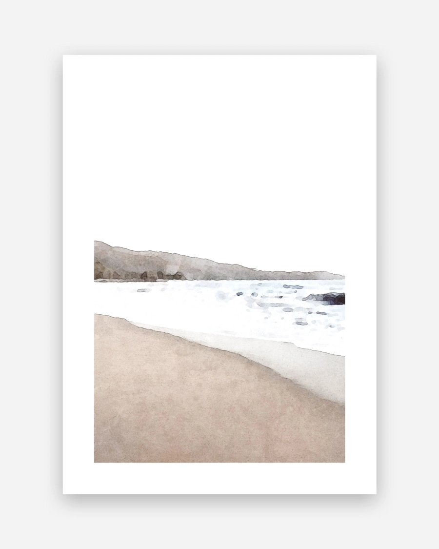 Washed Shoreline poster with a white border, unframed on a light gray background