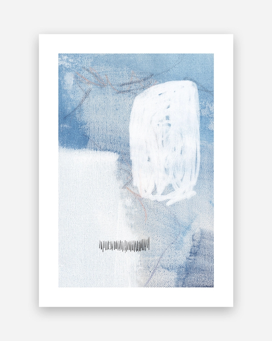 Blue Wash Study poster with a white border, unframed on a light gray background