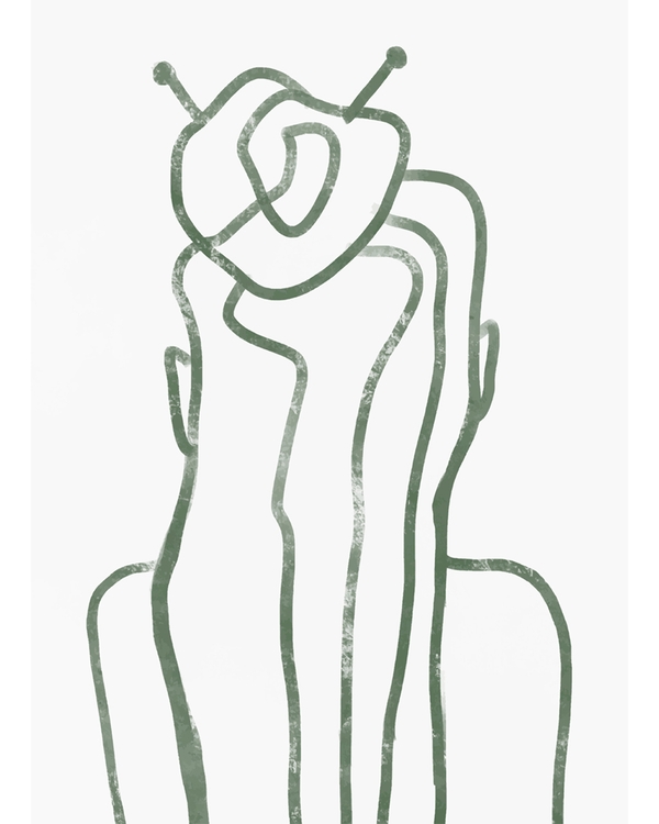 Abstract green line art of a portrait