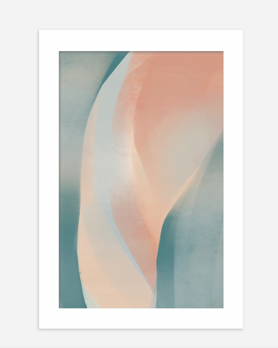 A poster of a Abstract soft shapes in peach and muted blue