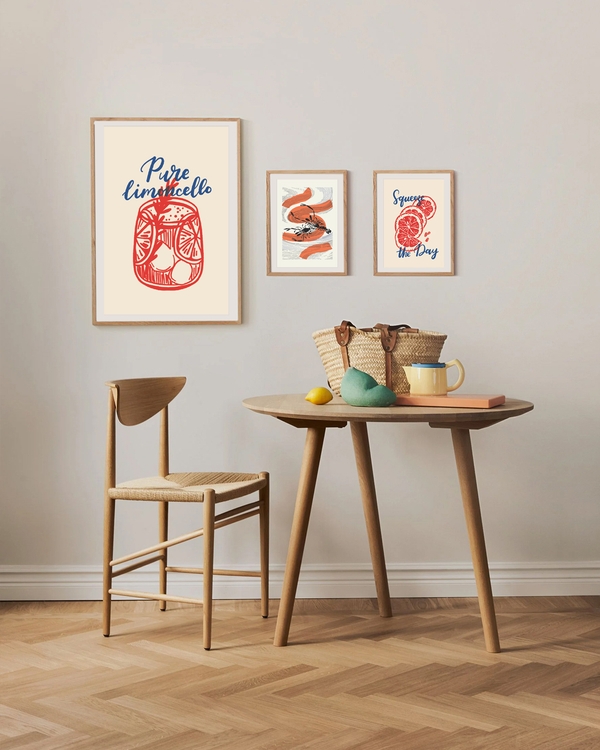 A poster of a Hand drawn limoncello glass with lemon slices