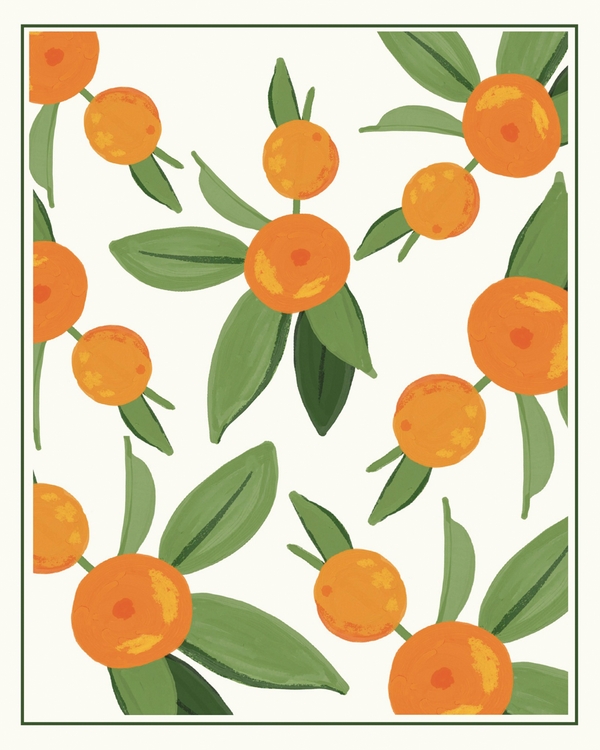 Oranges with green leaves