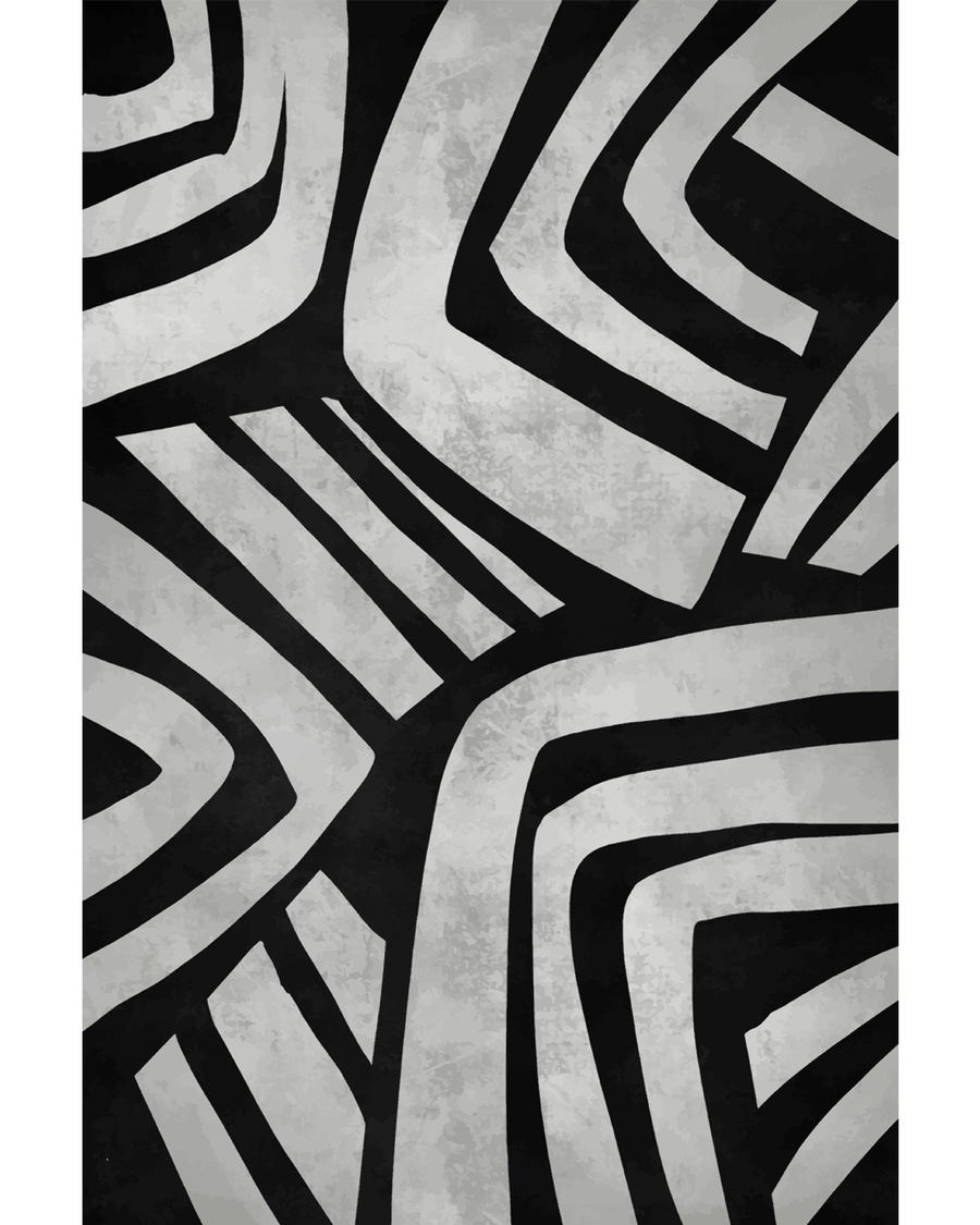 Abstract monochrome lines forming layered geometric shapes