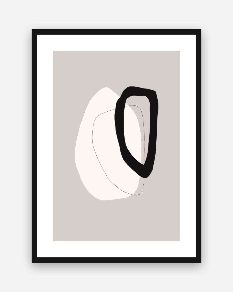 Loop and Form poster with a white border in a black frame