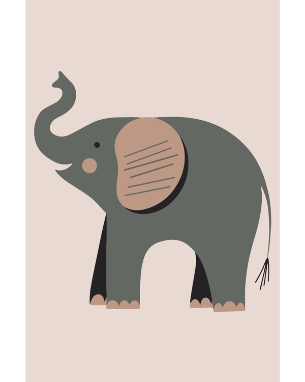 Minimalistisk elefant i mjuka jordnära färger illustration