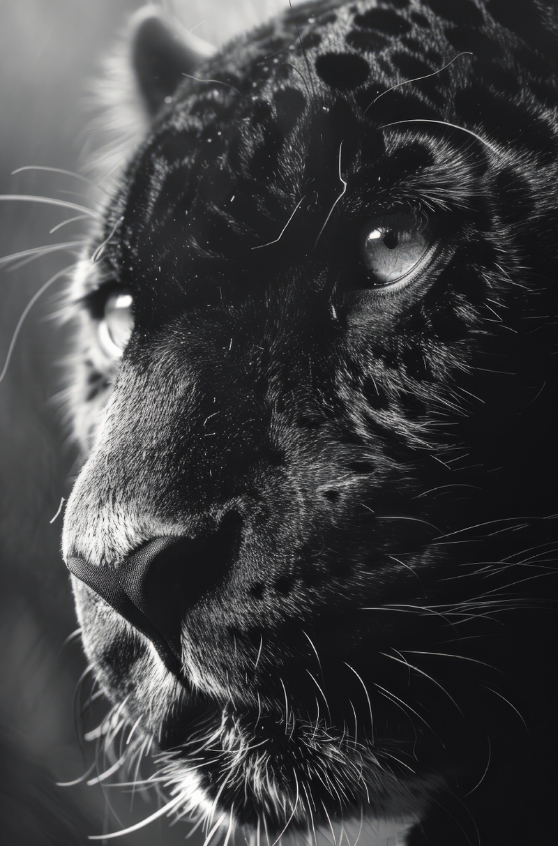A striking black and white poster of a roaring polar bear against a deep black background