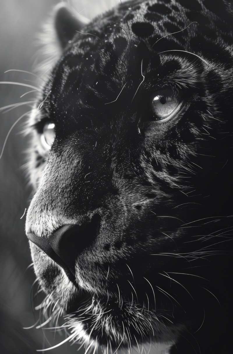 A striking black and white poster of a roaring polar bear against a deep black background