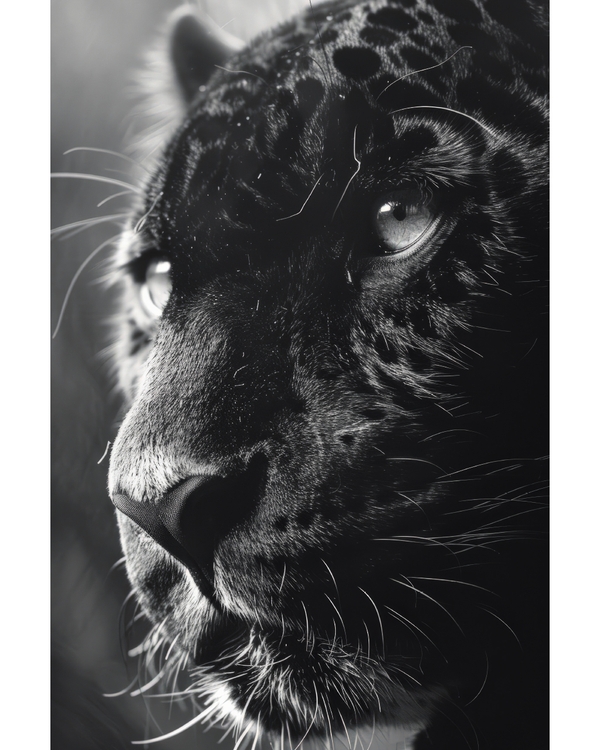 Black and white leopard close up portrait