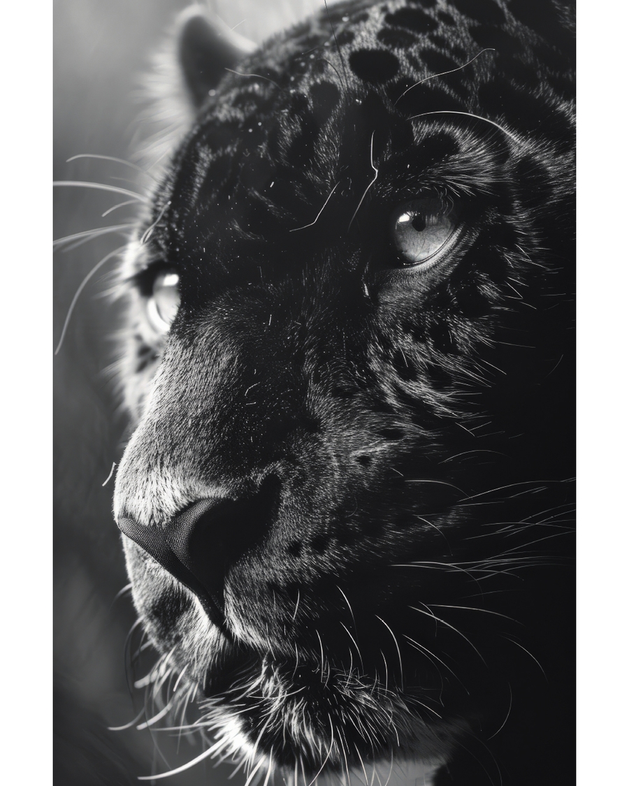 Black and white leopard close up portrait