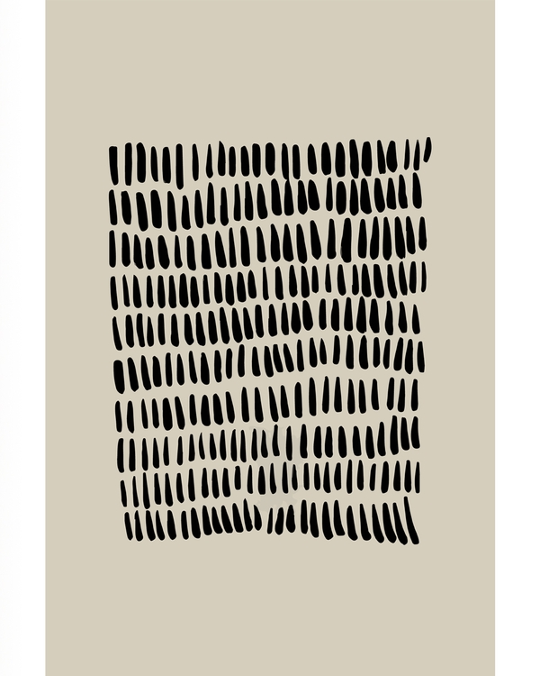 Abstract poster with black brushstroke grid on beige