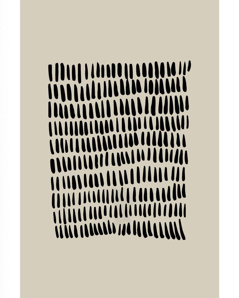 Abstract poster with black brushstroke grid on beige