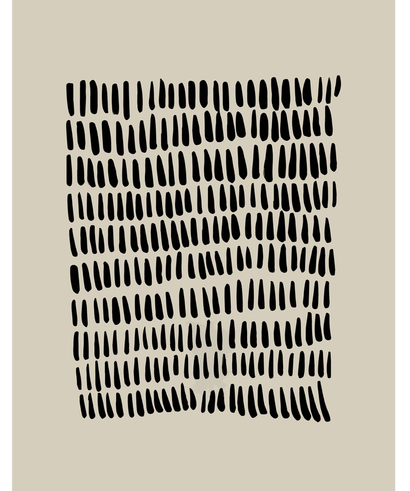 Abstract poster with black brushstroke grid on beige