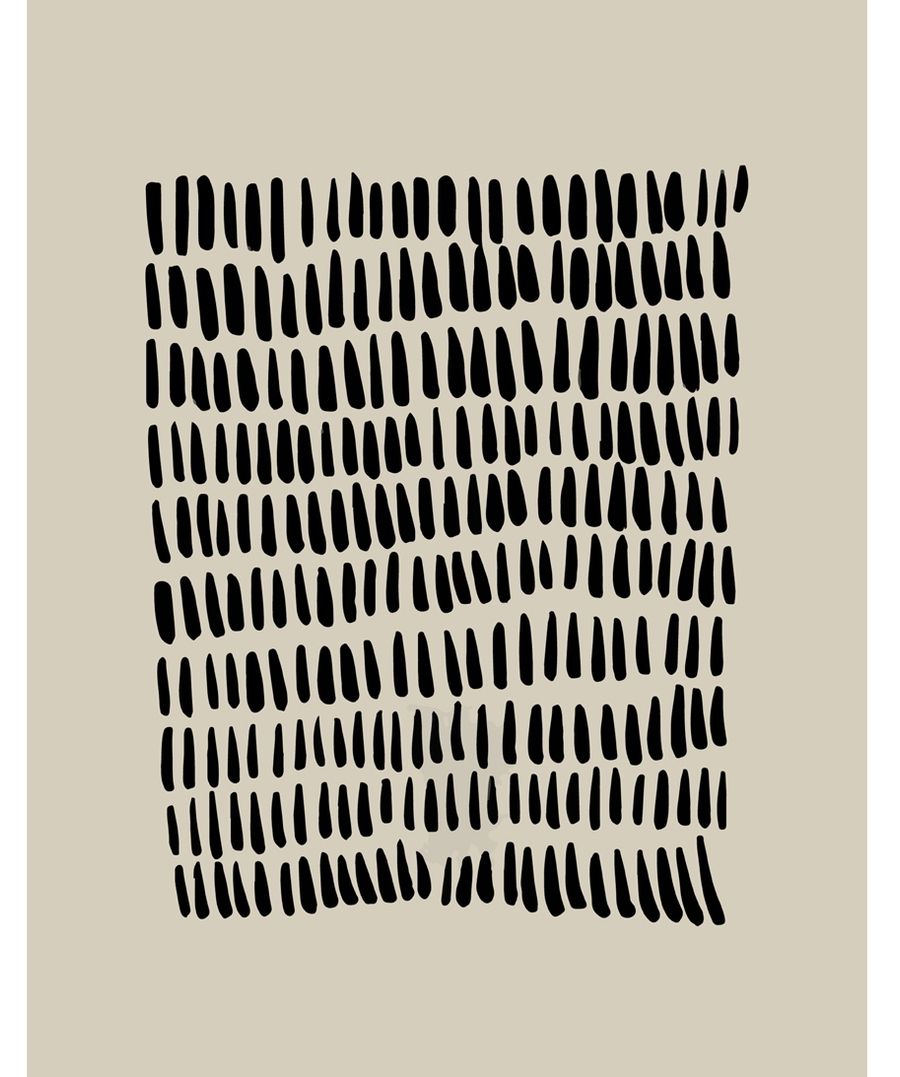 Abstract poster with black brushstroke grid on beige