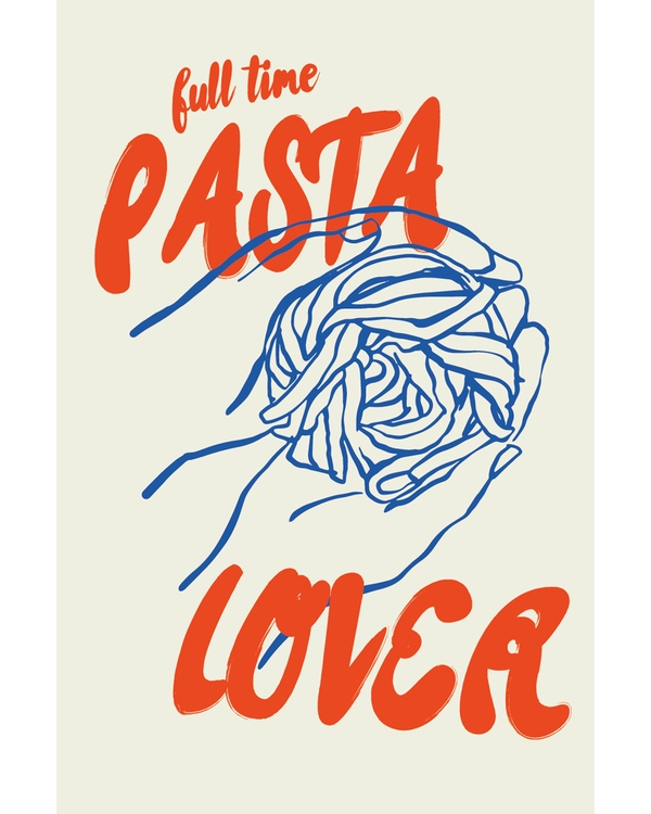 Hand drawn pasta illustration with bold pasta text