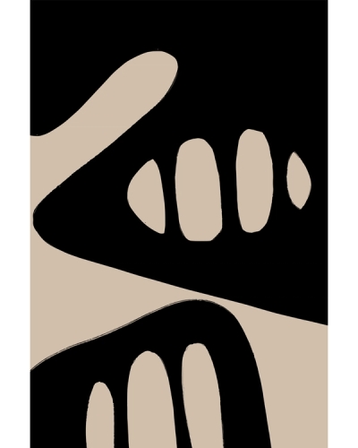 Beige organic shapes on black abstract background