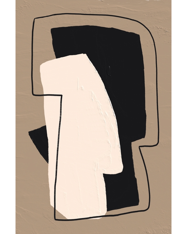 Abstract beige and black block shapes outlined