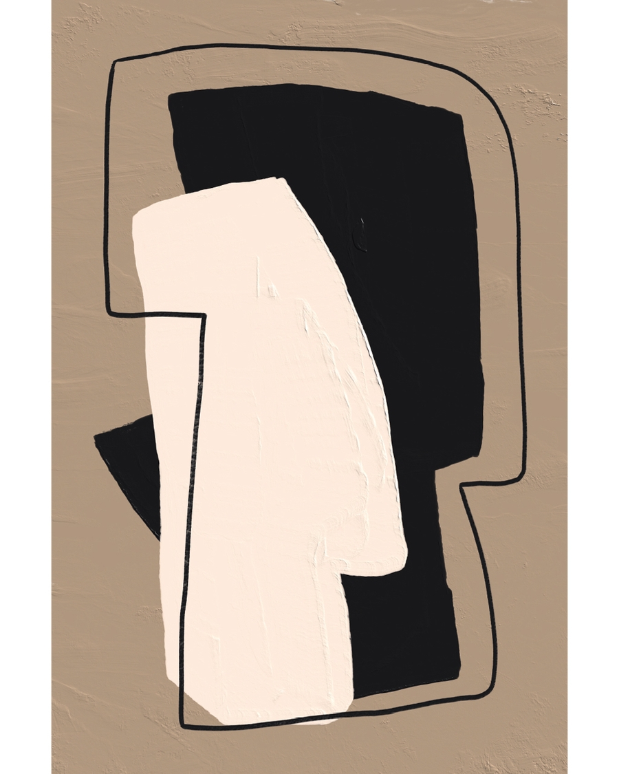 Abstract beige and black block shapes outlined
