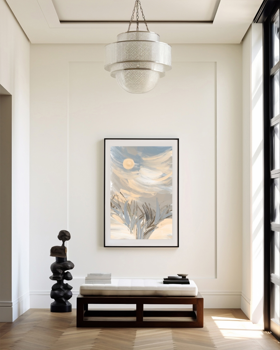 A poster of a Abstract sky and landscape in soft tones