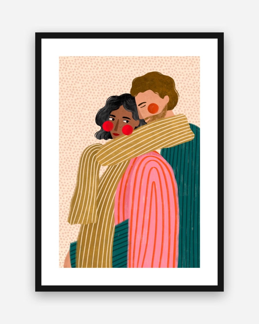 Shared Scarf poster with a white border in a black frame