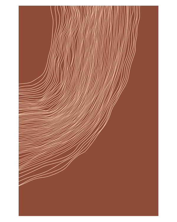 Terracotta posters with abstract organic line designs