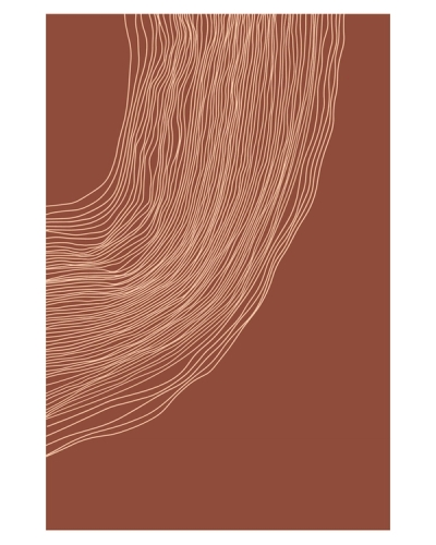 Terracotta posters with abstract organic line designs
