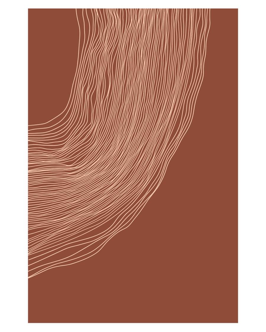 Terracotta posters with abstract organic line designs