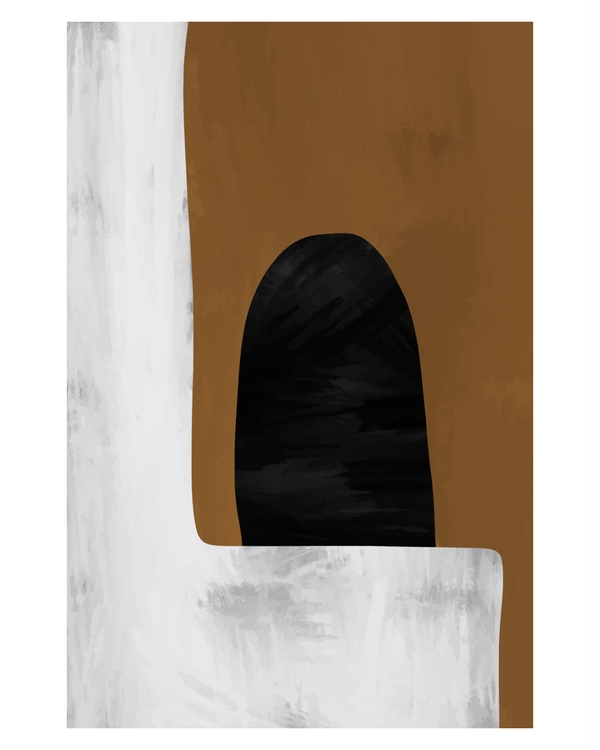 Abstract poster with brown, black, and gray shapes