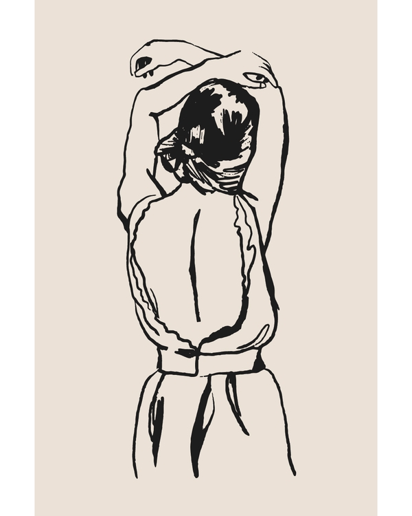 Minimal line art figure in relaxed pose