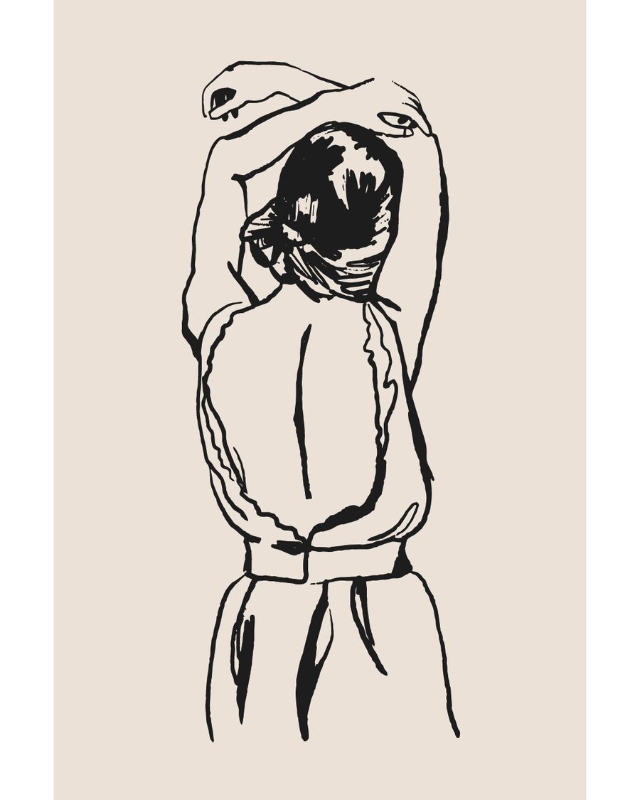 Minimal line art figure in relaxed pose
