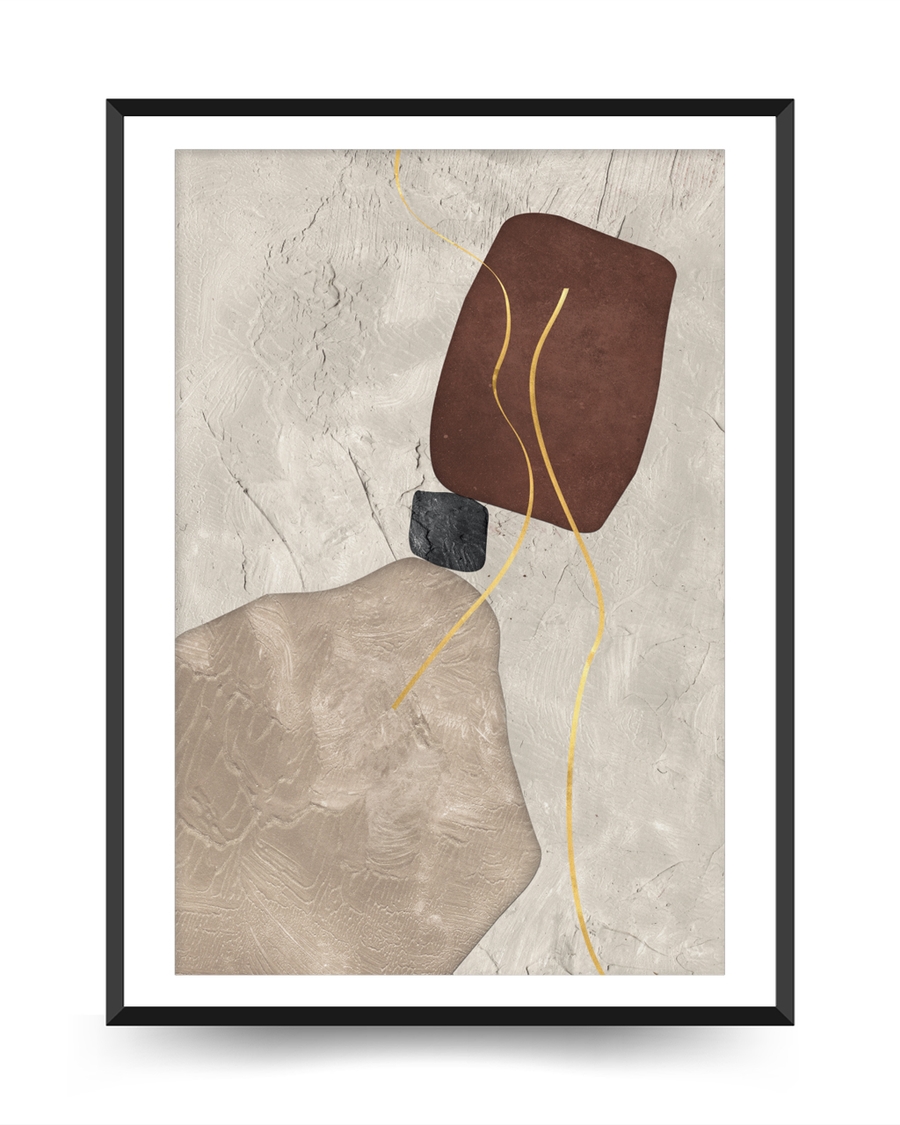 A poster of a Abstract shapes in beige brown and soft textured tones