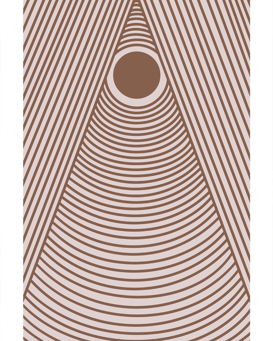 Brown concentric lines forming triangle with central circle