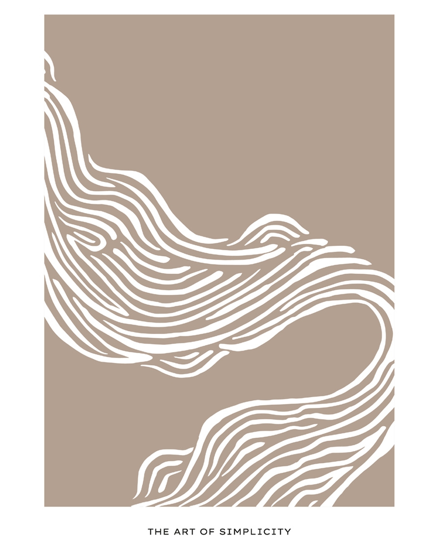 White flowing lines on a warm beige background