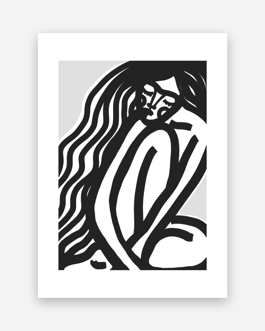 Hair Like Water poster with a white border, unframed on a light gray background