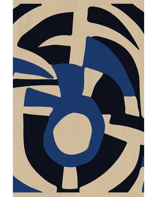 Abstract graphic shapes in blue and black