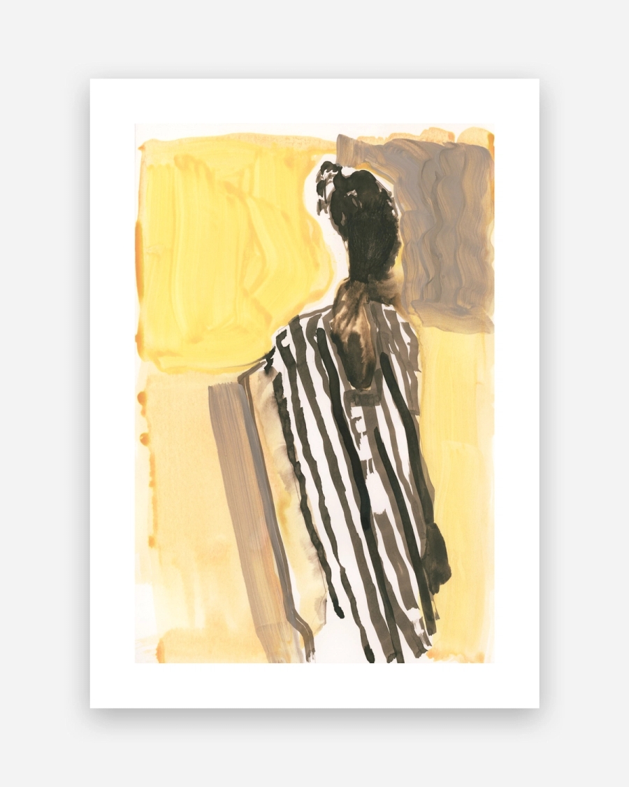 Sunlit Stripes poster with a white border, unframed on a light gray background