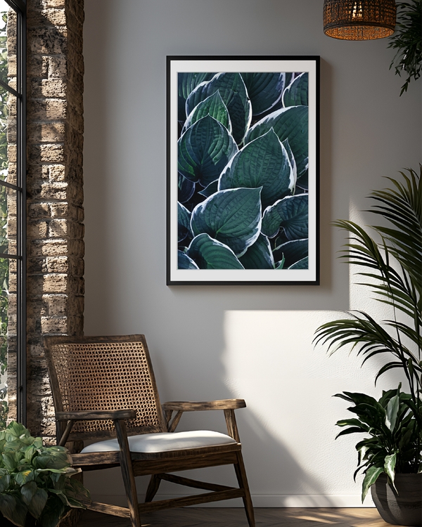 A poster of a Close‑up deep green leaves with soft texture