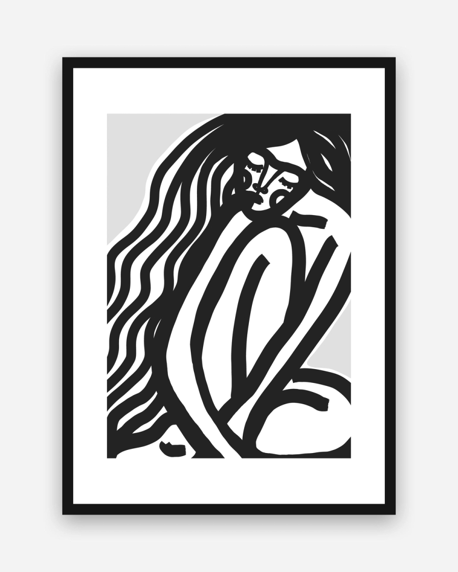 Hair Like Water poster with a white border in a black frame