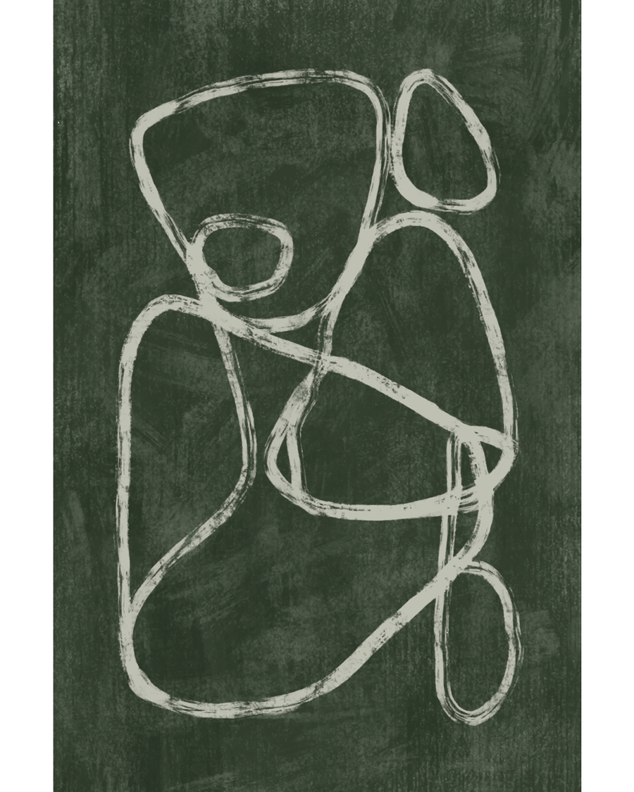 Abstract white line art on deep green