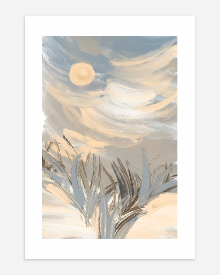 A poster of a Abstract sky and landscape in soft tones