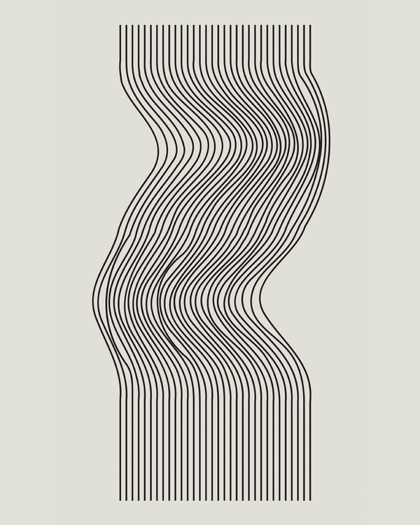 Poster one of black waves on a off-white background