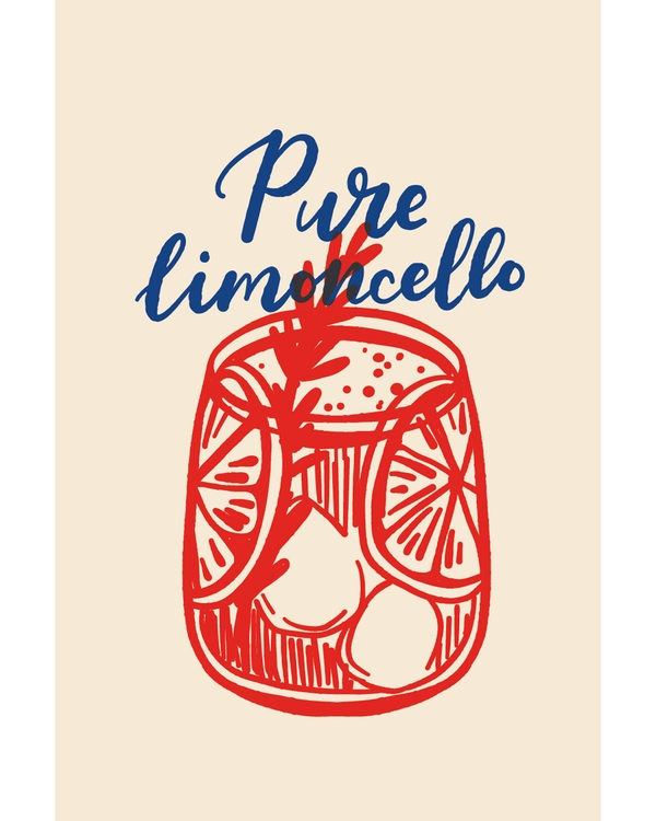 Hand drawn limoncello glass with lemon slices