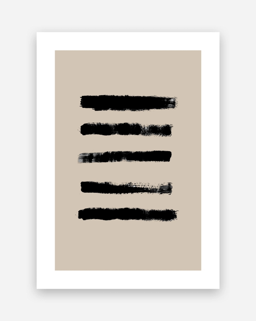 Painted Bands poster with a white border, unframed on a light gray background