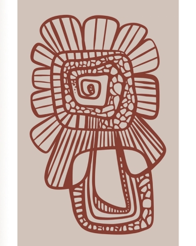 Terracotta abstract line pattern on soft beige background