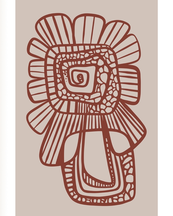 Terracotta abstract line pattern on soft beige background