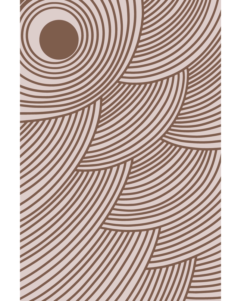 Brown abstract curved lines forming circular patterns