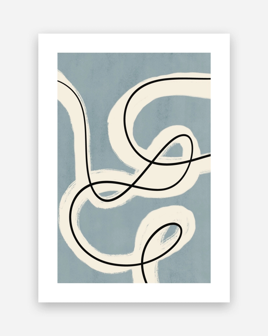 Ribbon and Ink poster with a white border, unframed on a light gray background