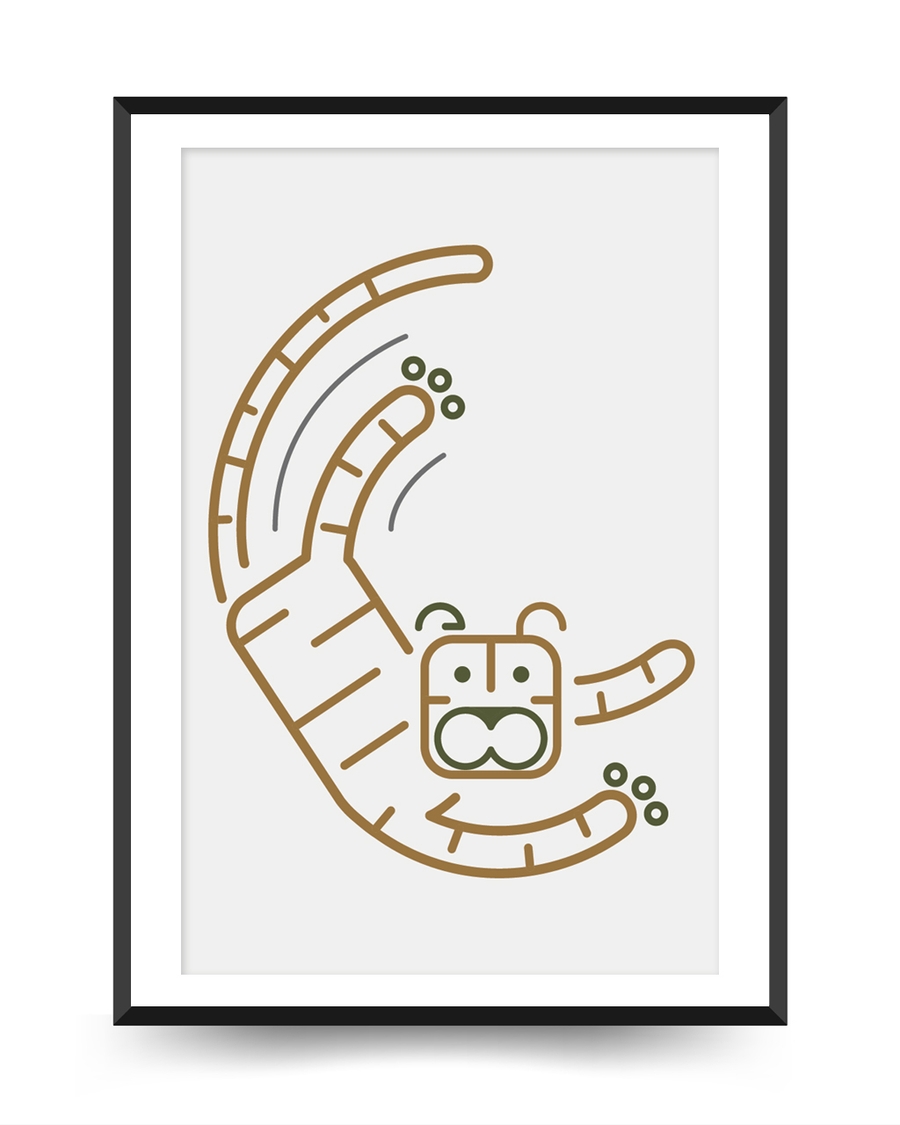 A poster of a Minimal cat illustration in soft earthy colors