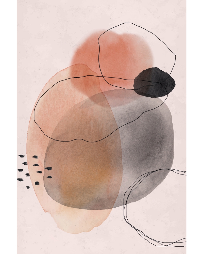 Abstract watercolor shapes in warm soft tones
