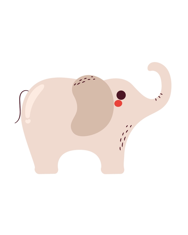 Cute beige elephant illustration in soft minimal style